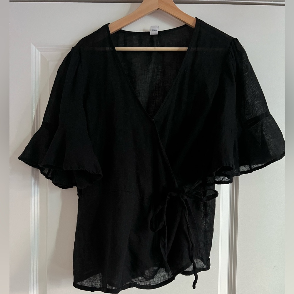Old Navy Linen Peplum Wrap Blouse
